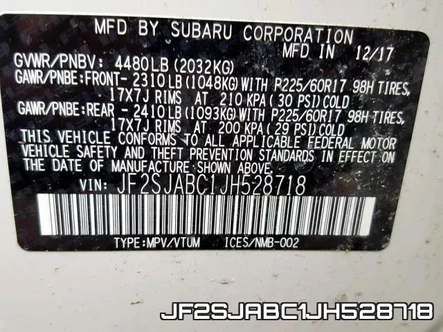 JF2SJABC1JH528718 фото 2