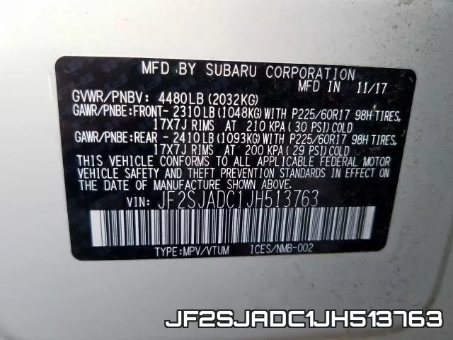 JF2SJADC1JH513763 фото 2