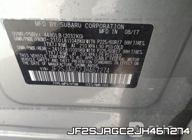JF2SJAGC2JH467274 фото 10