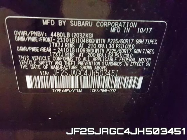 JF2SJAGC4JH503451 фото 2