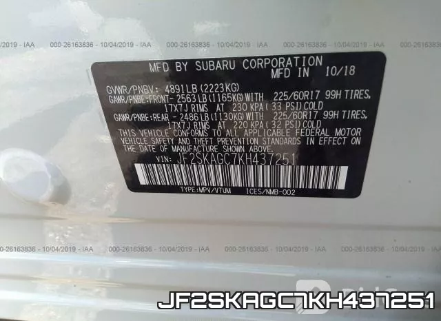 JF2SKAGC7KH437251 фото 8