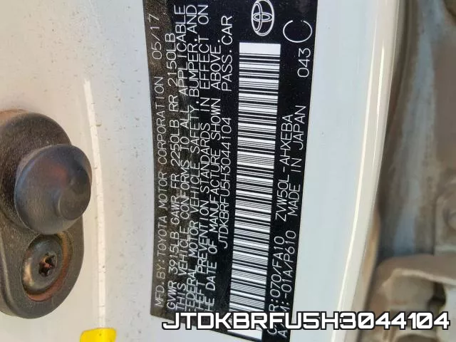 JTDKBRFU5H3044104 фото 2