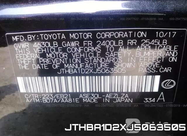 JTHBA1D2XJ5063505 фото 9