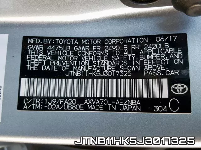 JTNB11HK5J3017325 фото 2