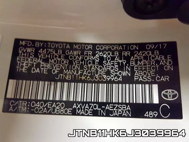 JTNB11HK6J3039964 фото 2