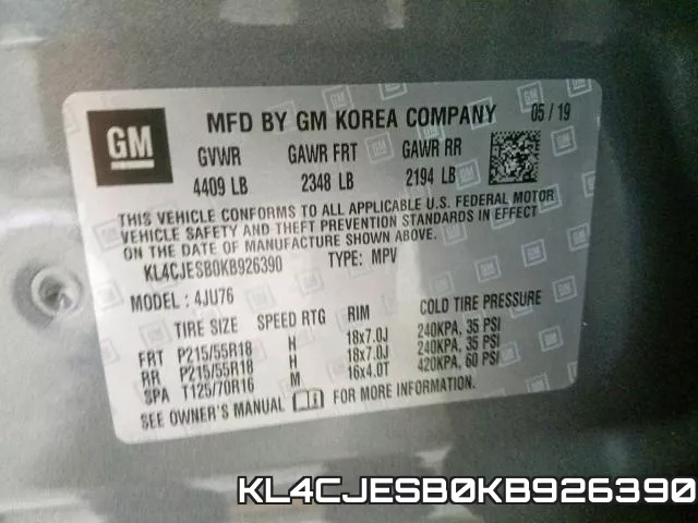 KL4CJESB0KB926390 фото 2