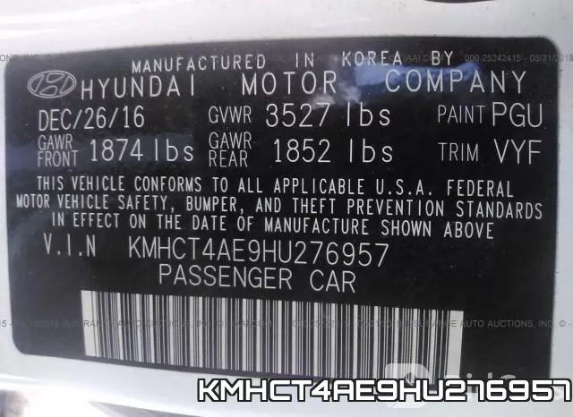 KMHCT4AE9HU276957 фото 10