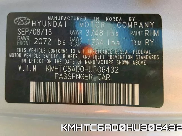 KMHTC6AD0HU306432 фото 2