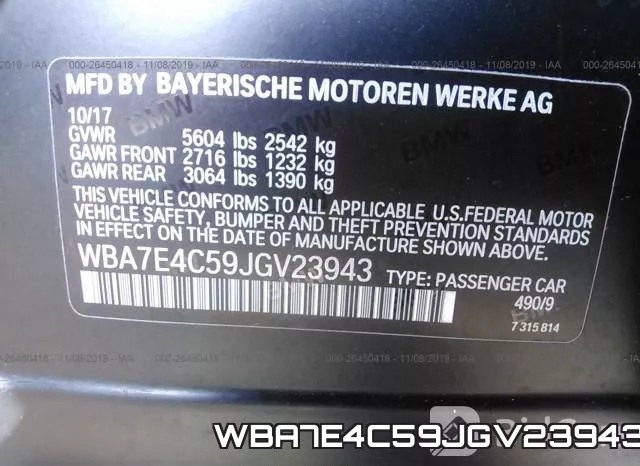 WBA7E4C59JGV23943 фото 9