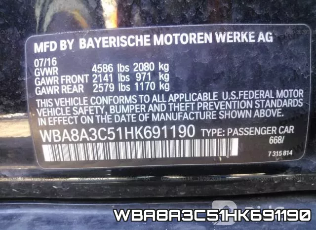 WBA8A3C51HK691190 фото 10
