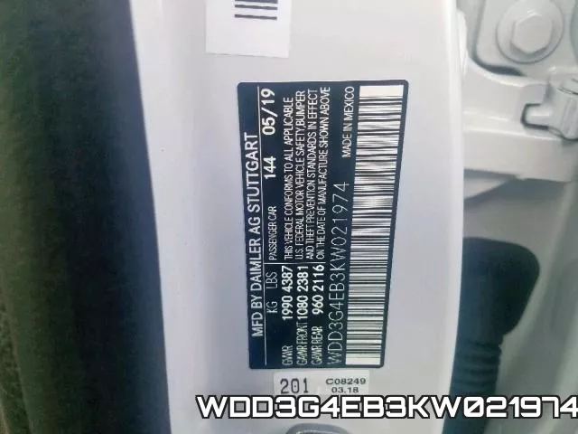 WDD3G4EB3KW021974 фото 2