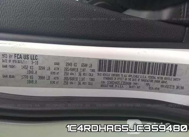 1C4RDHAG5JC359480 фото 10
