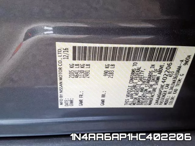 1N4AA6AP1HC402206 фото 2