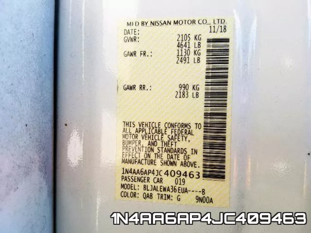 1N4AA6AP4JC409463 фото 2