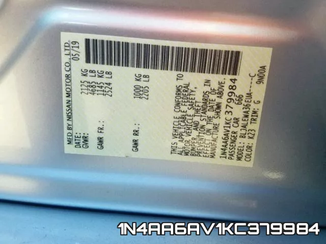 1N4AA6AV1KC379984 фото 2