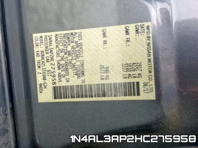 1N4AL3AP2HC275958 фото 2