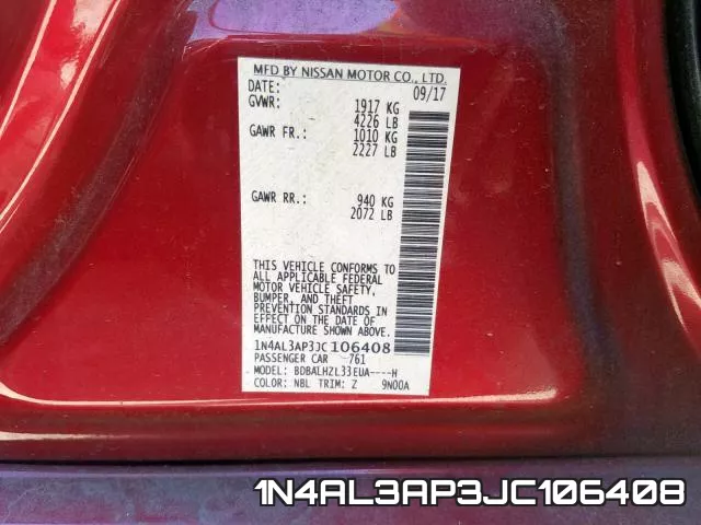 1N4AL3AP3JC106408 фото 2