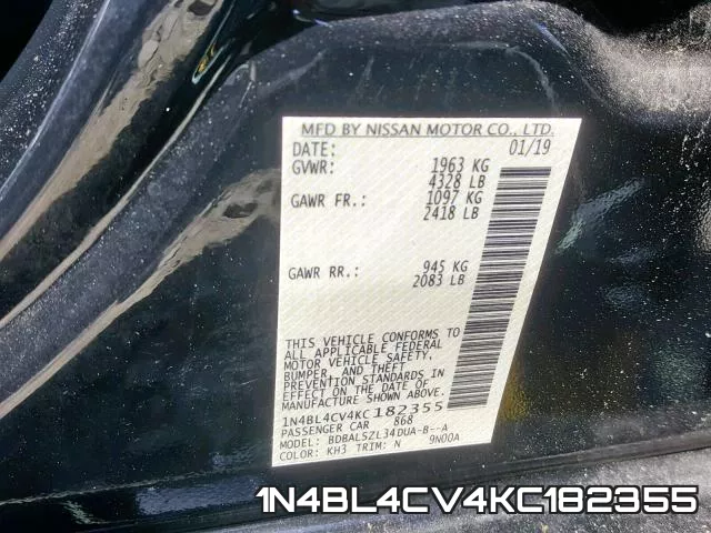 1N4BL4CV4KC182355 фото 2