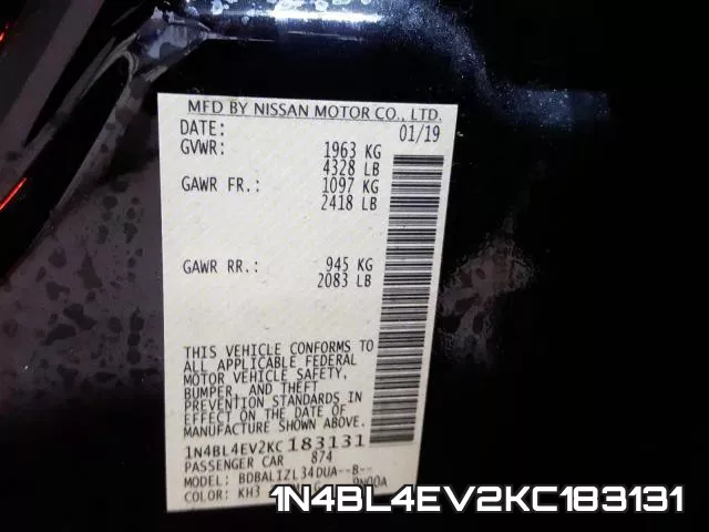 1N4BL4EV2KC183131 фото 2