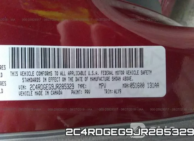 2C4RDGEG9JR285329 фото 10