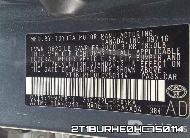2T1BURHE0HC750114 фото 10