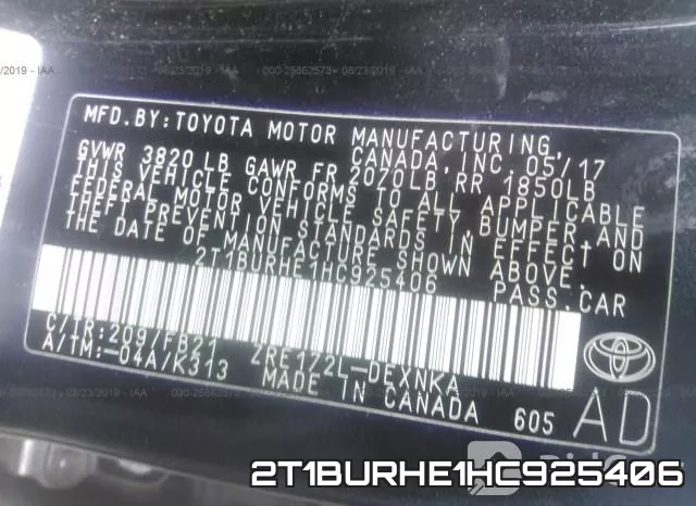 2T1BURHE1HC925406 фото 9