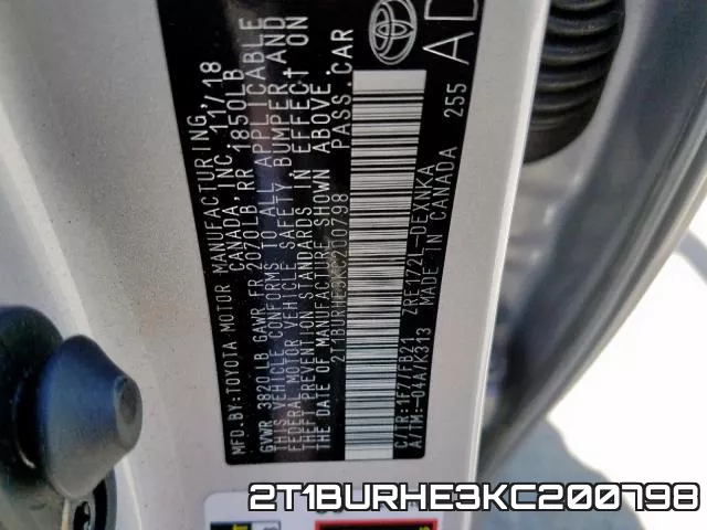 2T1BURHE3KC200798 фото 2
