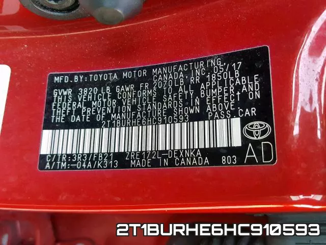 2T1BURHE6HC910593 фото 2