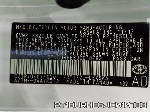 2T1BURHE6JC010783 фото 2