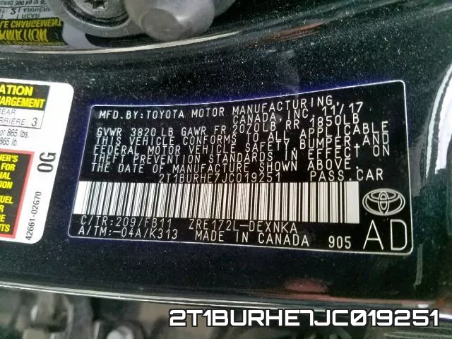 2T1BURHE7JC019251 фото 2