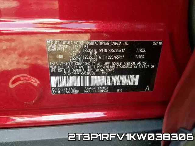 2T3P1RFV1KW038306 фото 2