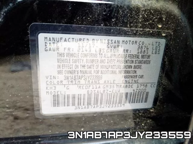 3N1AB7AP3JY233559 фото 2