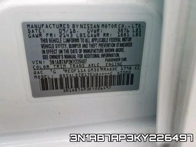 3N1AB7AP3KY226497 фото 2