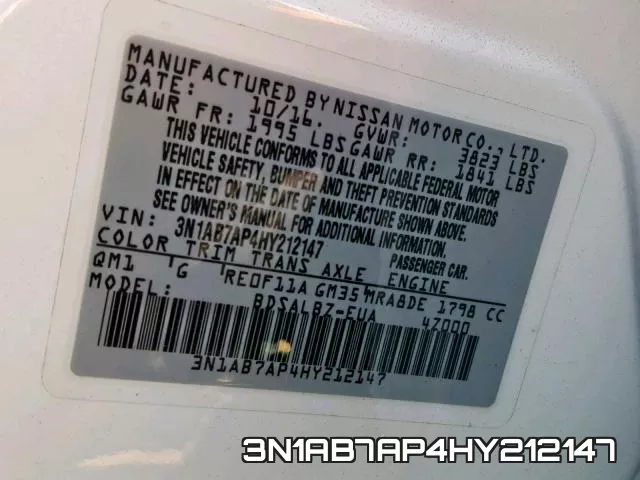 3N1AB7AP4HY212147 фото 2