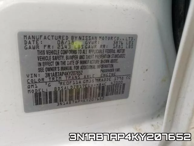 3N1AB7AP4KY207652 фото 2