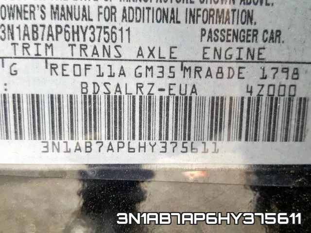 3N1AB7AP6HY375611 фото 2