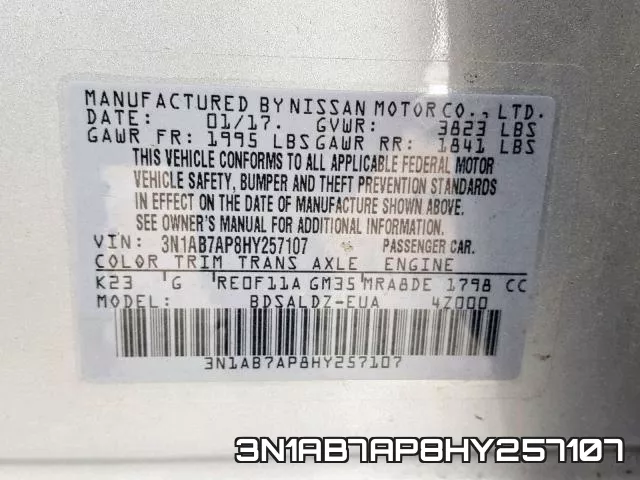 3N1AB7AP8HY257107 фото 2