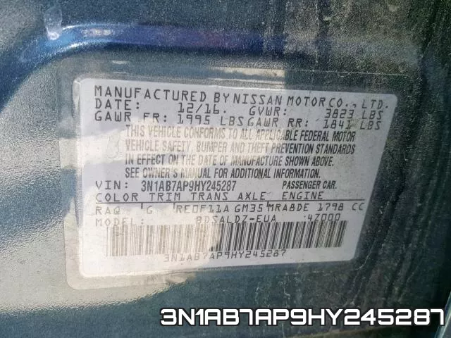 3N1AB7AP9HY245287 фото 2
