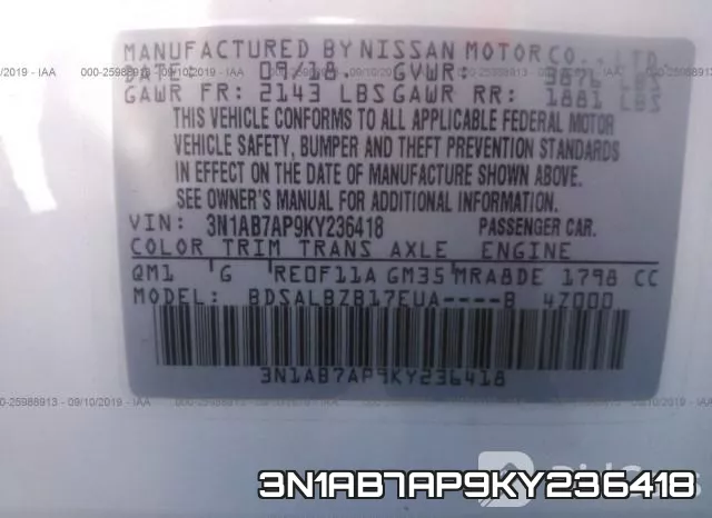 3N1AB7AP9KY236418 фото 10
