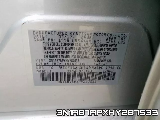 3N1AB7APXHY287533 фото 2