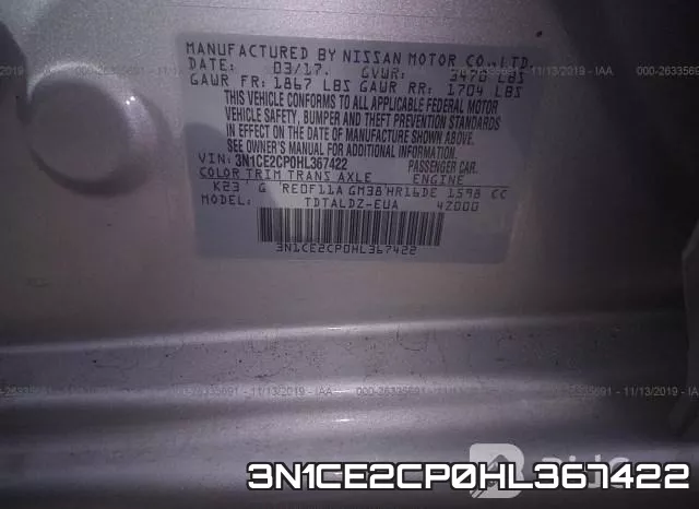 3N1CE2CP0HL367422 фото 10