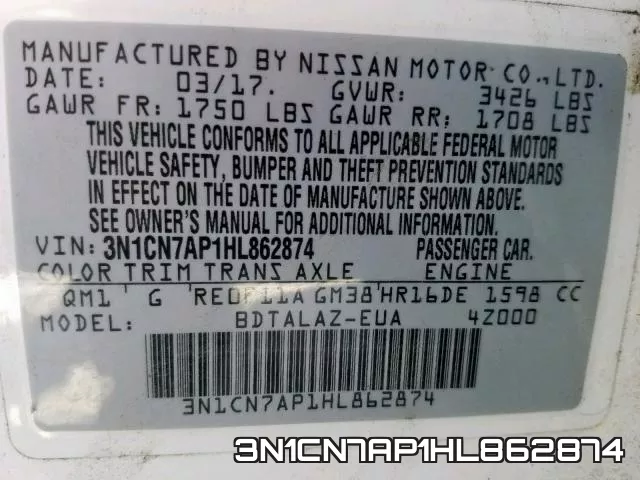 3N1CN7AP1HL862874 фото 2