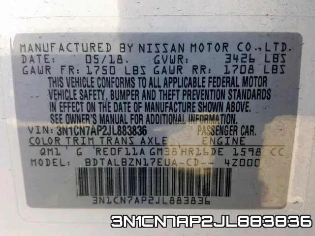 3N1CN7AP2JL883836 фото 2