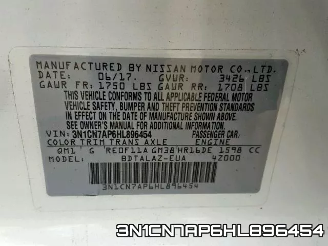 3N1CN7AP6HL896454 фото 2