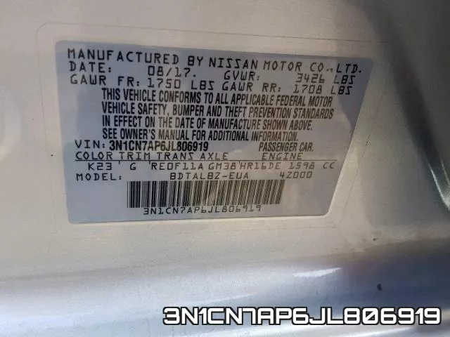 3N1CN7AP6JL806919 фото 2