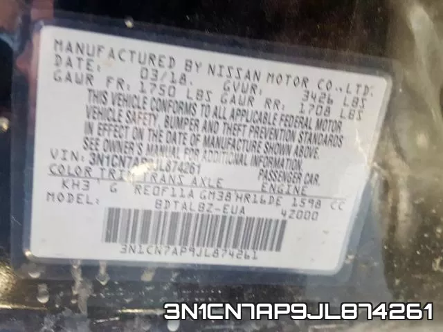3N1CN7AP9JL874261 фото 2