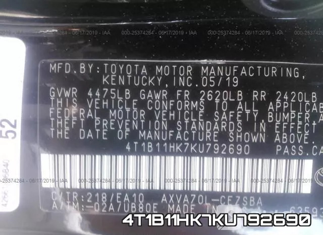 4T1B11HK7KU792690 фото 10