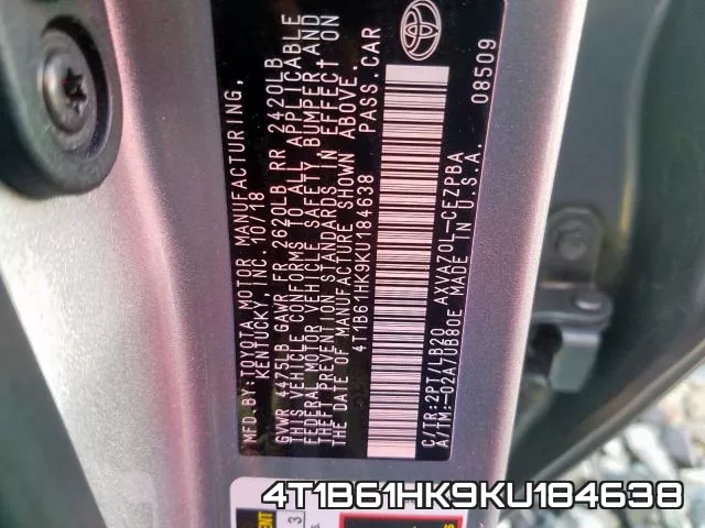 4T1B61HK9KU184638 фото 2