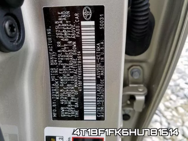 4T1BF1FK6HU781614 фото 2