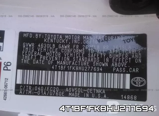 4T1BF1FK8HU277694 фото 10